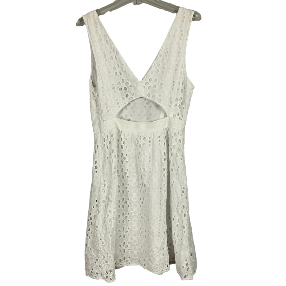 Victoria's Secret White Eyelet Lace Fit Flare Cut Out Fitted Sleeveless Dress 6 - Picture 2 of 13